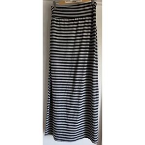 Connection 18 Maxi Skirt M Striped Gray Black Cotton Rayon Spandex
